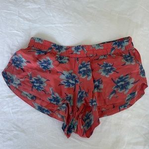 acacia swimwear Coral Red Floral Lounge Shorts